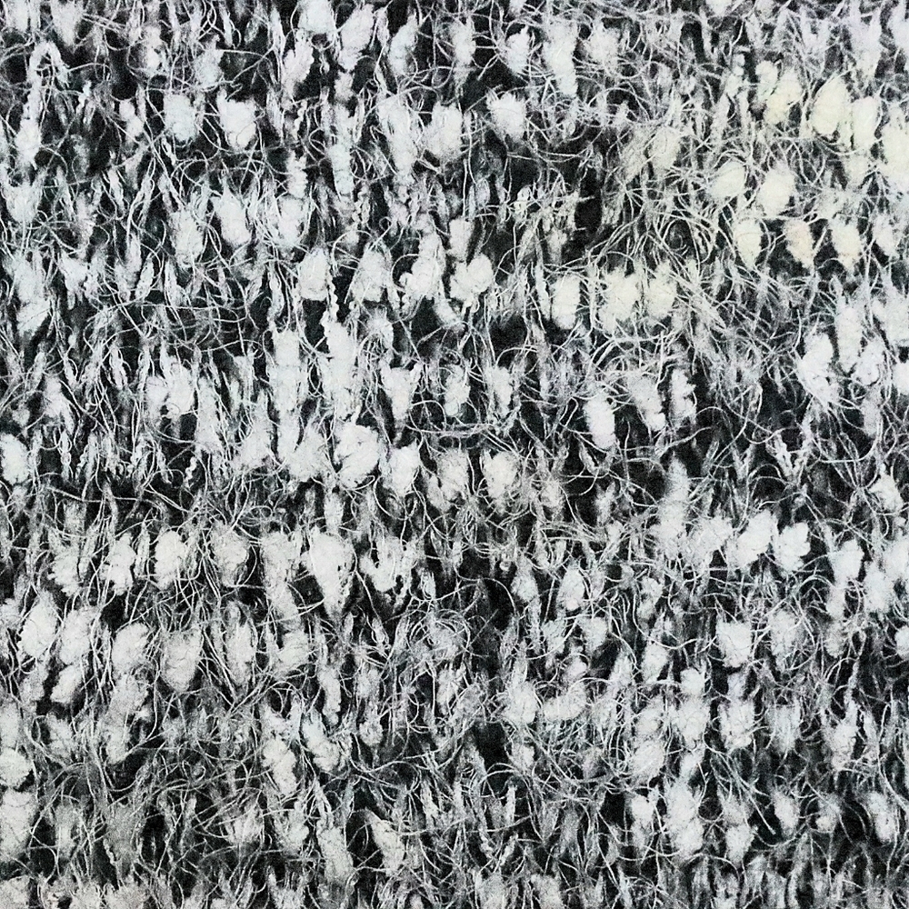 BLACK WHITE BOUCLE SWEATER L Almost Famous Vegan Spring Fall Goth Office Long - Picture 5 of 6